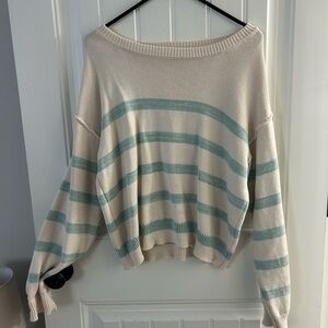Striped Cream and Blue Women's Sweater